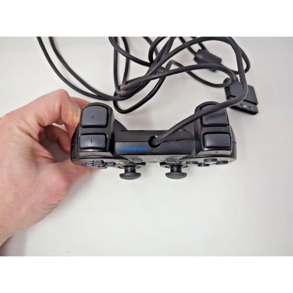 Sony PS2 BLACK Wired Controller OEM DualShock PlayStation 2 AUTHENTIC - Tested